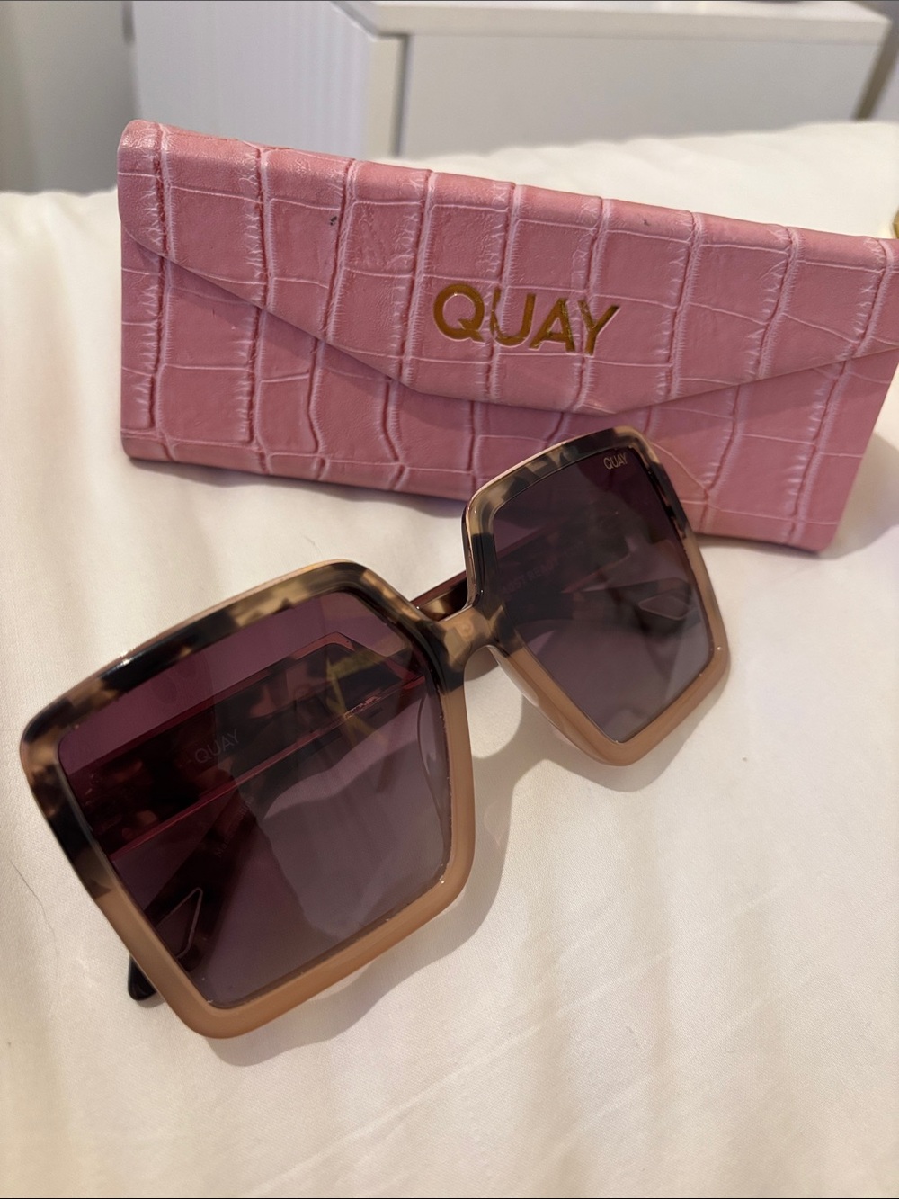 Quay Australia Square Tortoise Frame Sunglasses with Gradient Lenses